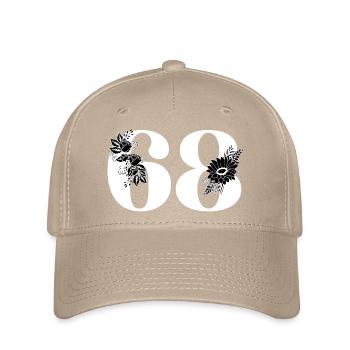 Nummer 68 Schwarze Blumen - 68. Blumengeburtstag - Flexfit Cap - Khaki - Vorne