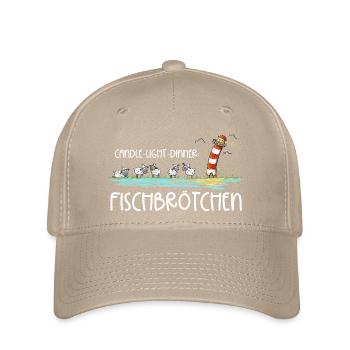 Candle Light Dinner Fischbrötchen Meer Spruch - Flexfit Cap - Khaki - Vorne