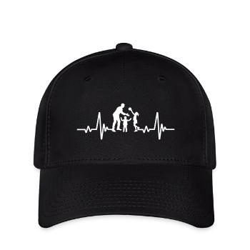 Herzschläge von Vater, Sohn und Tochter - Flexfit Cap - Schwarz - Vorne