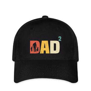Dad hoch 2 zweifacher Vater werdender Papa 2 - Flexfit Cap - Schwarz - Vorne