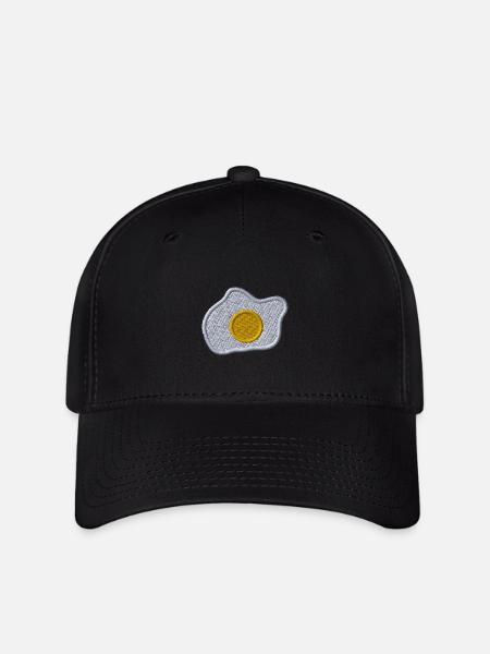 Spiegelei bestickt - Flexfit Cap - Schwarz