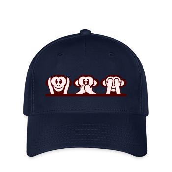 3 Wise Monkeys Hear Nothing Say See Monkey Fun - Flexfit Cap - navy - Front