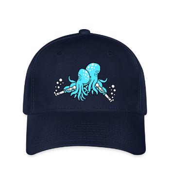 2 Octopus Flute Music Play Bubbles Band Team - Flexfit Cap - navy - Front