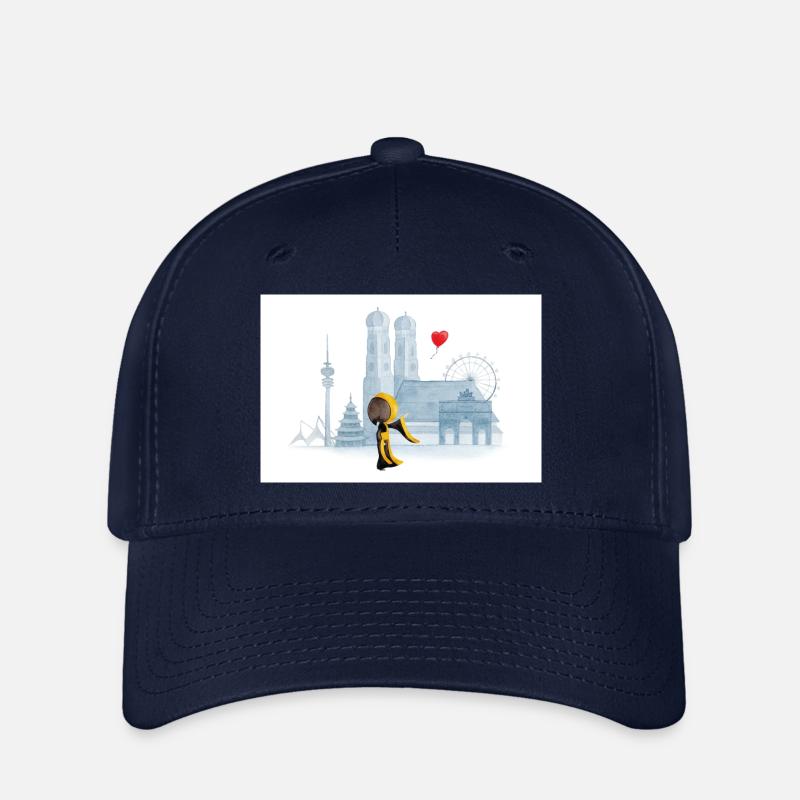 Münchner Kindl mit München Skyline - Flexfit Cap - Navy