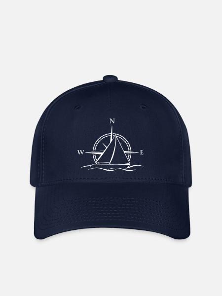 Segelboot mit Windrose neutral weiss - Flexfit Cap - Navy
