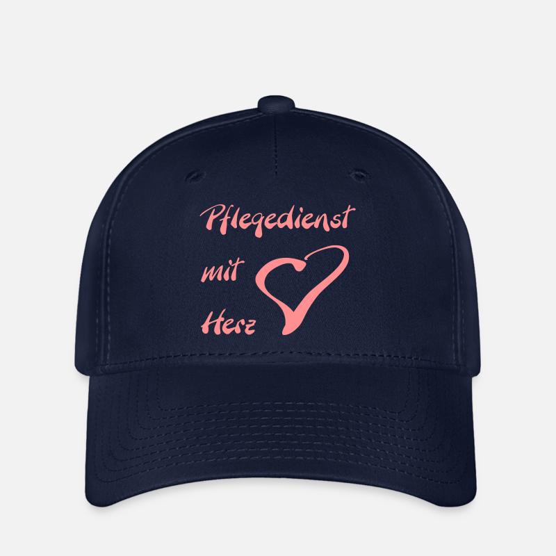 Pflegedienst mit Herz Brust gross - Flexfit Cap - Navy