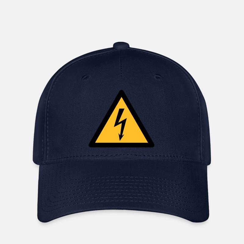 Hazard Symbol - High Voltage (2-color) - Flexfit Cap - navy