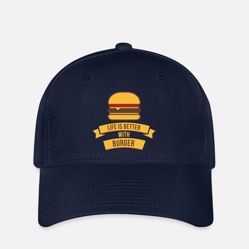 Das Leben ist besser mit Burger - Flexfit Cap - Navy