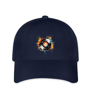 Disque Vinyle LP Platine Rétro - Casquette Flexfit - marine - Devant
