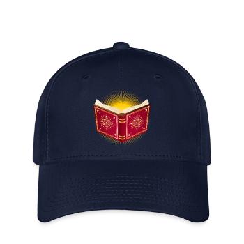 livre rouge ouvert rayonnant pour le Père Noël - Casquette Flexfit - marine - Devant