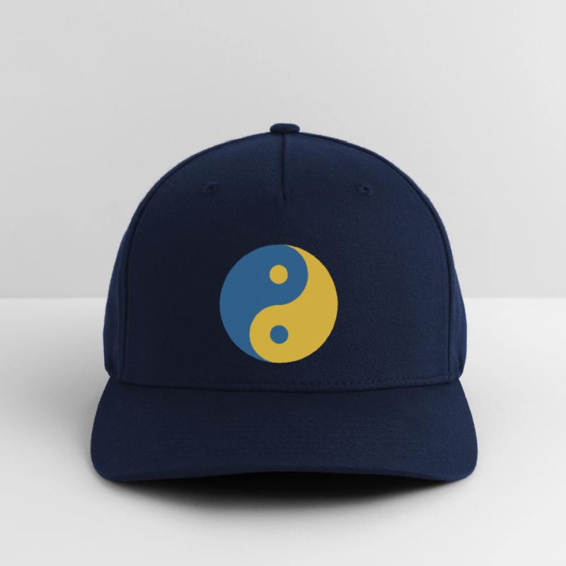 Yin and Yang Symbol in Blue & Yellow Python Coder Flexfit Cap