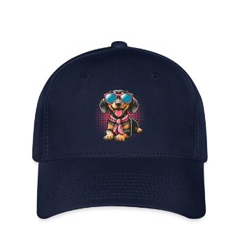 Cool stylish dachshund with sunglasses - Flexfit Cap - navy - Front