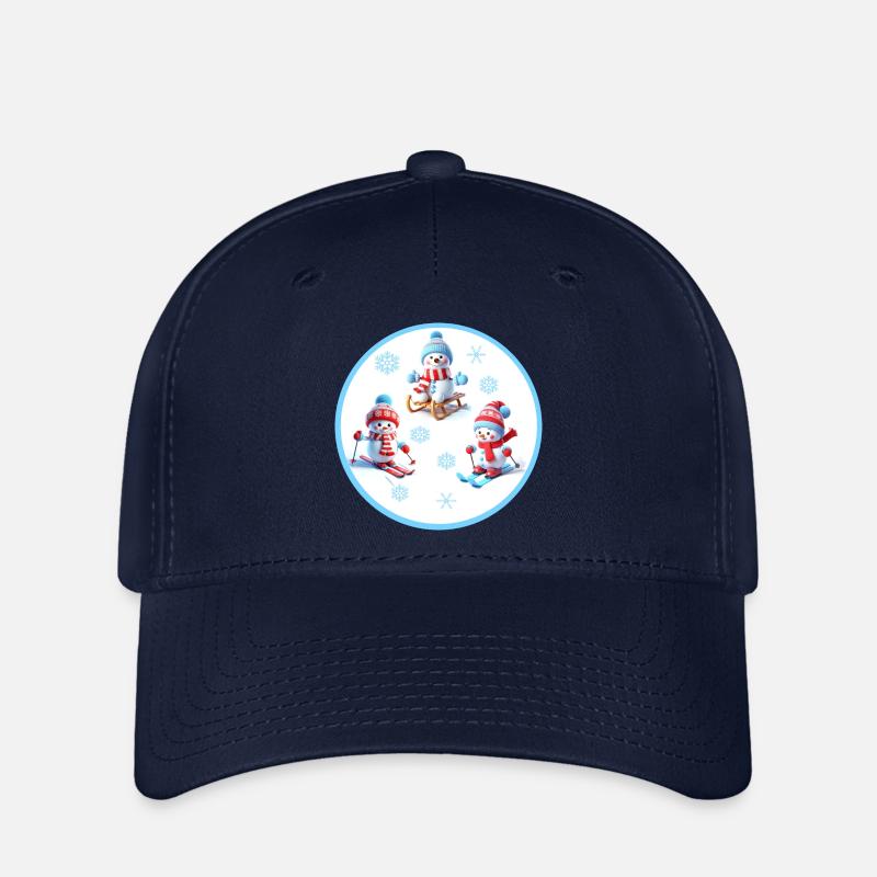 Winterfreuden Schneemänner Skispaß - Flexfit Cap - Navy