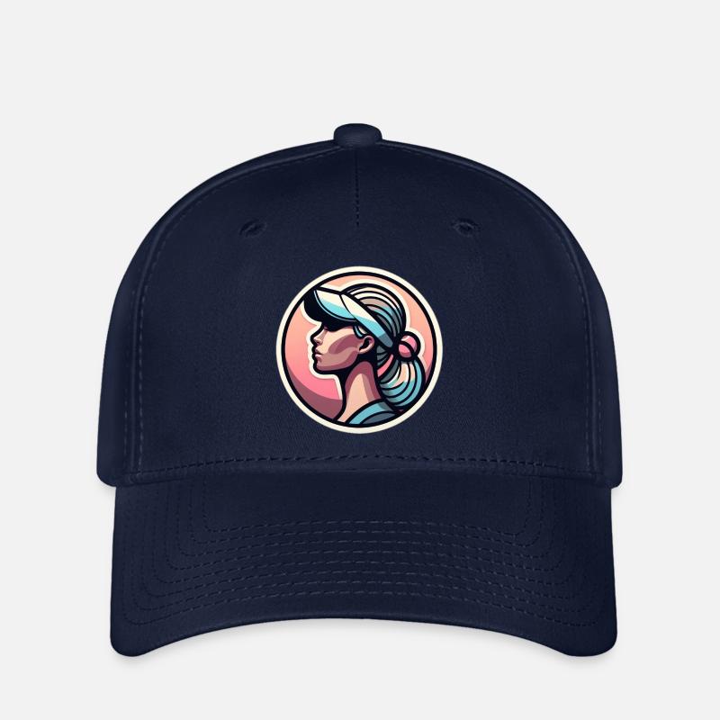 Frau mit Tennis Kappe in Pastell - Flexfit Cap - Navy