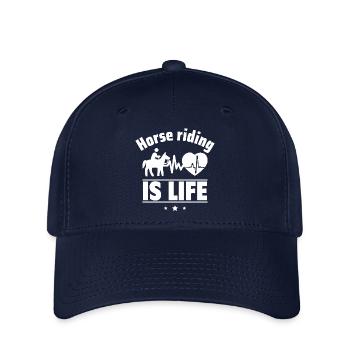Reiten ist das Leben,Reiten, Reiter, Pferde - Flexfit Cap - Navy - Vorne