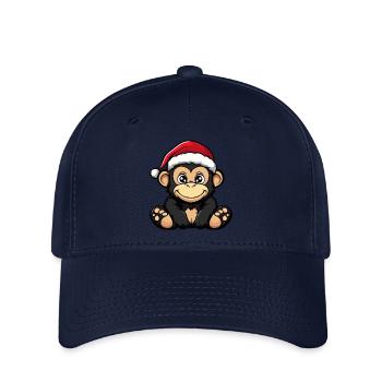 Singe Noël Mignon - Casquette Flexfit - marine - Devant