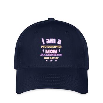 Photographe maman, Cadeau de fête des mères, Appareil photo - Casquette Flexfit - marine - Devant