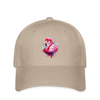 Flamant rose oiseau exotique Summer Splash rose rose - Casquette Flexfit - kaki - Devant
