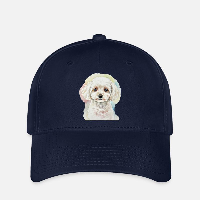 Aquarellstil Hundeporträt - Flexfit Cap - Navy