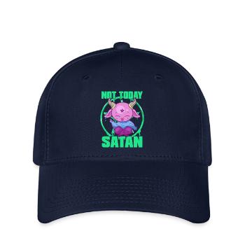 Not Today Satan Funny Halloween Kawaii Devil - Flexfit Cap - navy - Front
