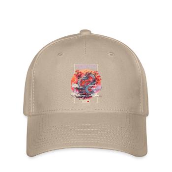 Tokio Asien 80er Japanischer Retro Drache Drachen - Flexfit Cap - Khaki - Vorne
