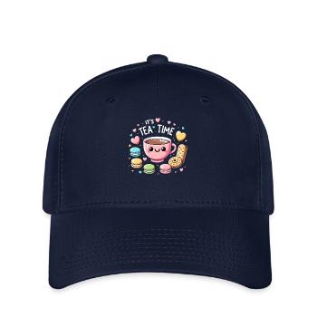 Thé Kawaii Mignon Amateur de Thé Cookie Gâteau Tea Time - Casquette Flexfit - marine - Devant
