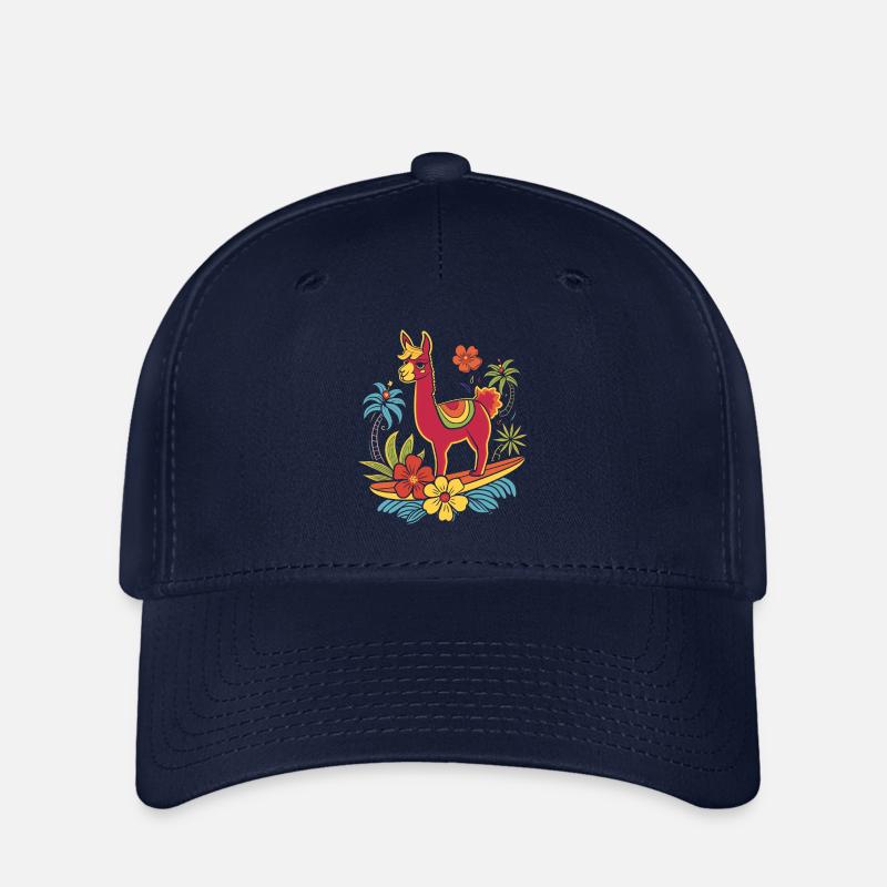Lama Alpaka Surfer Geschenk - Flexfit Cap - Navy