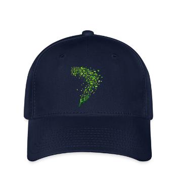 Green Leaf Swirl and Hand Motif - Flexfit Cap - navy - Front