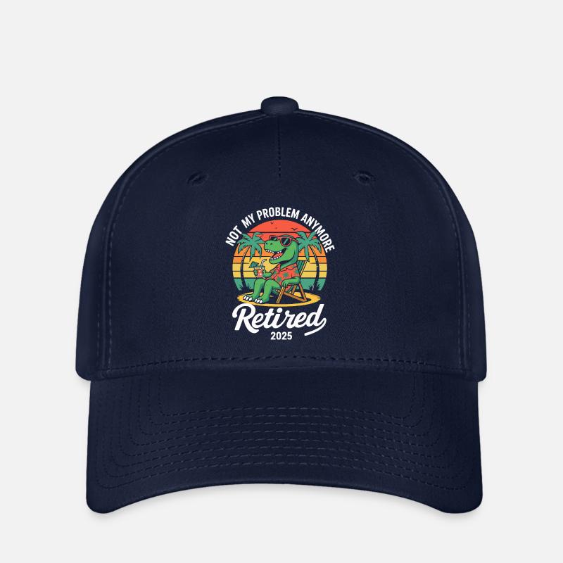 Not My Problem Anymore Retired 2025 Dinosaur - Flexfit Cap - navy