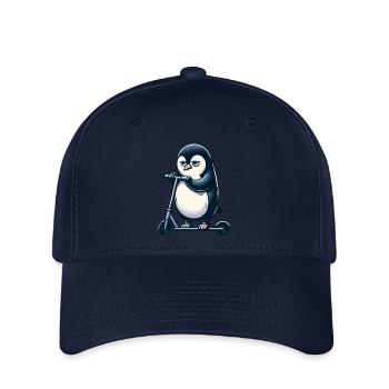Grumpy Mops auf Kickroller lustig Hund - Flexfit Cap - Navy - Vorne