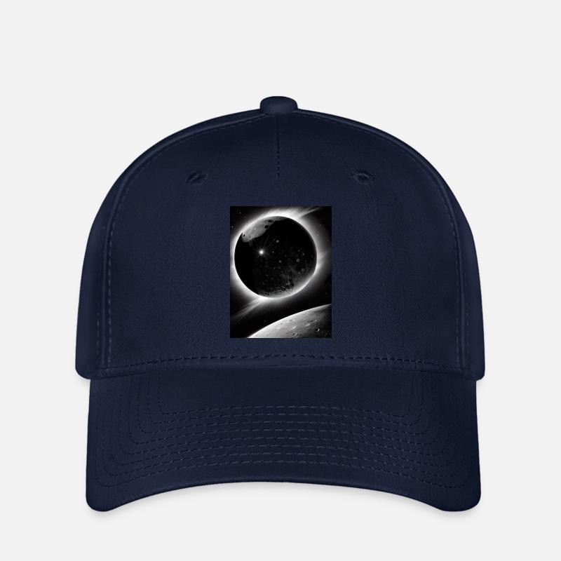 Dark Planet and Moon Solar System Galaxy Star - Flexfit Cap - navy