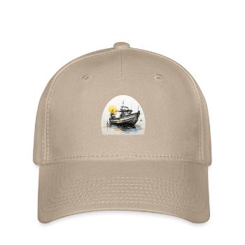 Fischerboot mit Angelruten - Flexfit Cap - Khaki - Vorne