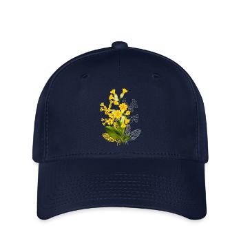 Cowslip Illustration–Partially Colored Design - Flexfit Cap - navy - Front