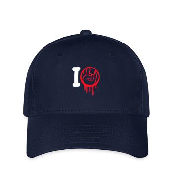 I Love Heavy Metal Hard Rock Musik Handgeste Herz - Flexfit Cap - Navy - Vorne