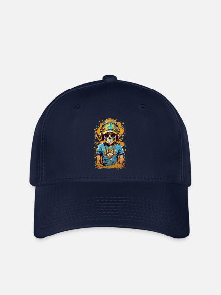 Goldene Zucker Schädel - Flexfit Cap - Navy