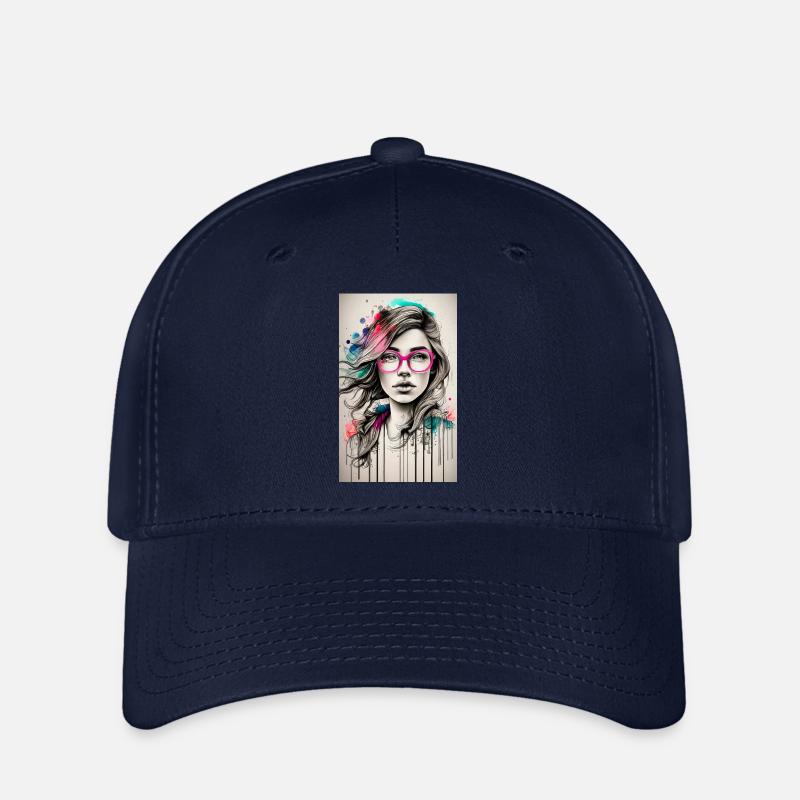 Mädchen rosa Brille - Flexfit Cap - Navy