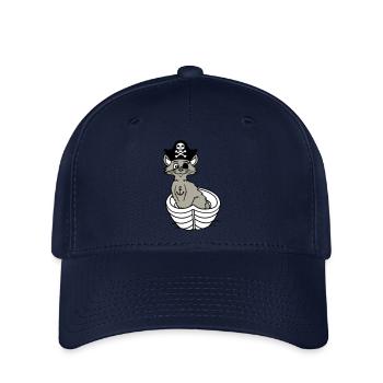 Pirate Cat Buccaneer Eye Patch Hat Rowing Boat - Flexfit Cap - navy - Front