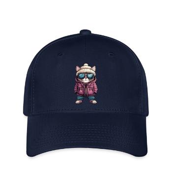 Chat d’hiver - Casquette Flexfit - marine - Devant
