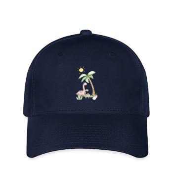 Dino Familie unter sonnigen Palmen verspielt - Flexfit Cap - Navy - Vorne