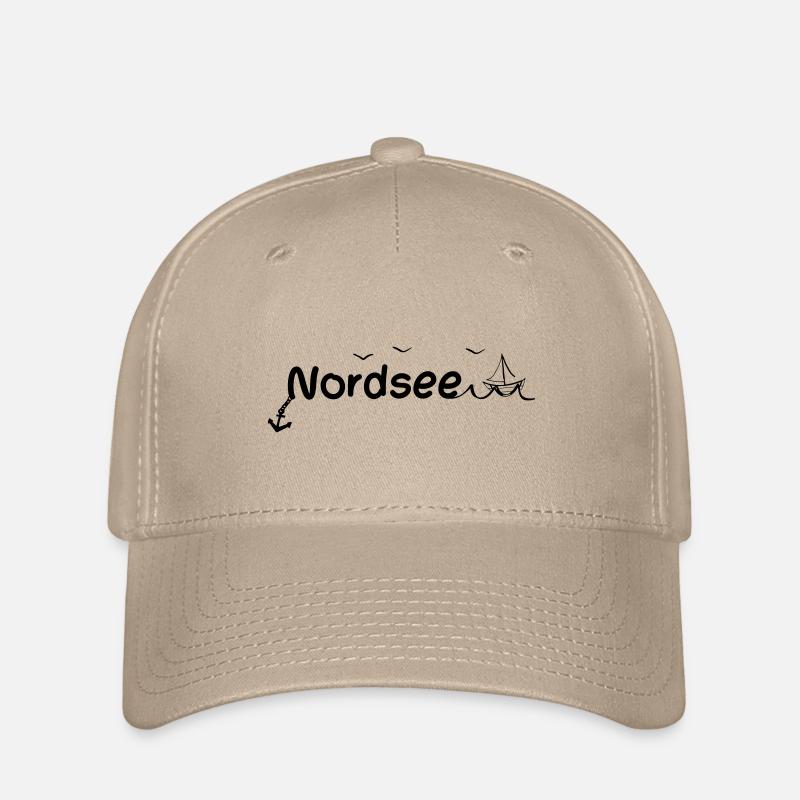 Nordsee mit Segelboot und Anker - Maritim - Flexfit Cap - Khaki