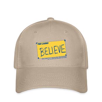 Ted Lasso Believe Schriftzug Blau Und Gelb - Flexfit Cap - Khaki - Vorne