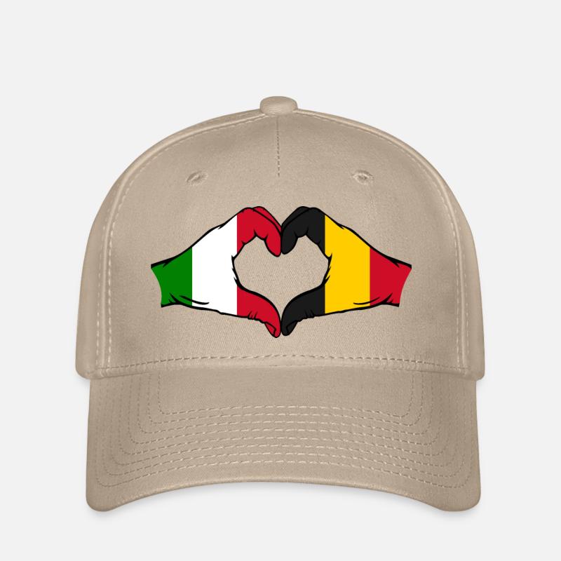 Italy Belgium hands heart shape - Flexfit Cap - khaki