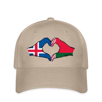 Island Belarus Flagge Hände Herzform - Flexfit Cap - Khaki - Vorne