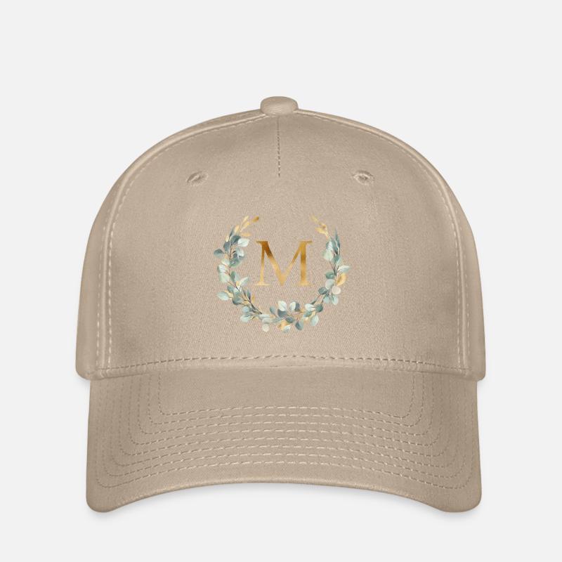 M Monogramme Couronne d’eucalyptus - Casquette Flexfit - kaki