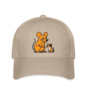 Cuddly Mouse and Kitten Duo - Flexfit Cap - khaki - Front