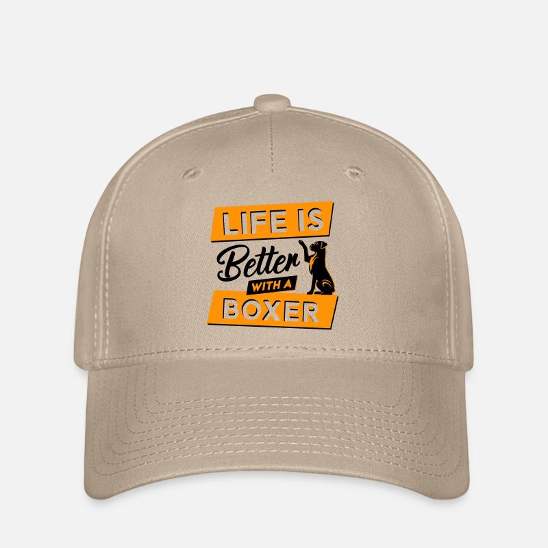 Life is Better with a Boxer - Vektor Design - Flexfit Cap - Khaki