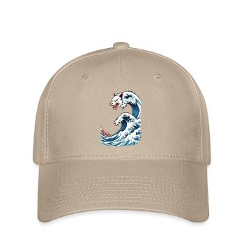 Katzen Welle Ukiyo-E Vintage Japan Streetwear - Flexfit Cap - Khaki - Vorne