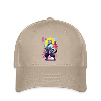 Samurai Cat Vaporwave Aesthetic Design - Flexfit Cap - khaki - Front