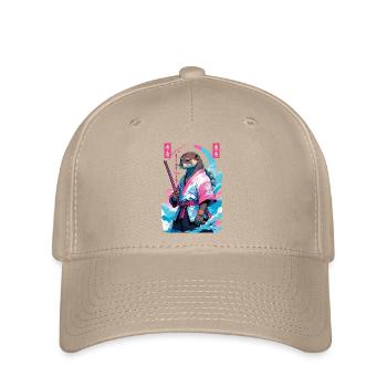 Samurai Otter Aesthetic Vaporwave Asian Style - Flexfit Cap - khaki - Front
