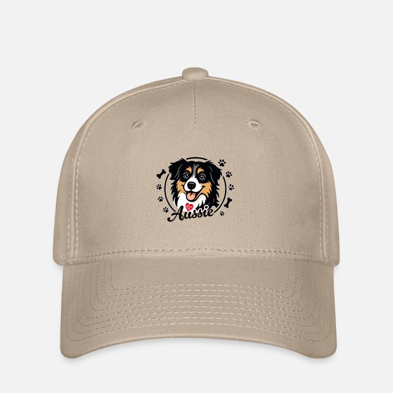 Love my Aussie (Australian shepherd) – Black tri - Flexfit Cap - khaki